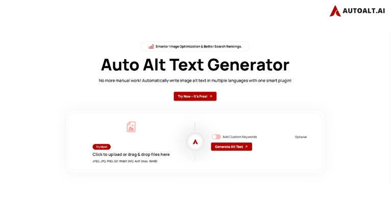 Auto Alt Text Generator screenshot and logo